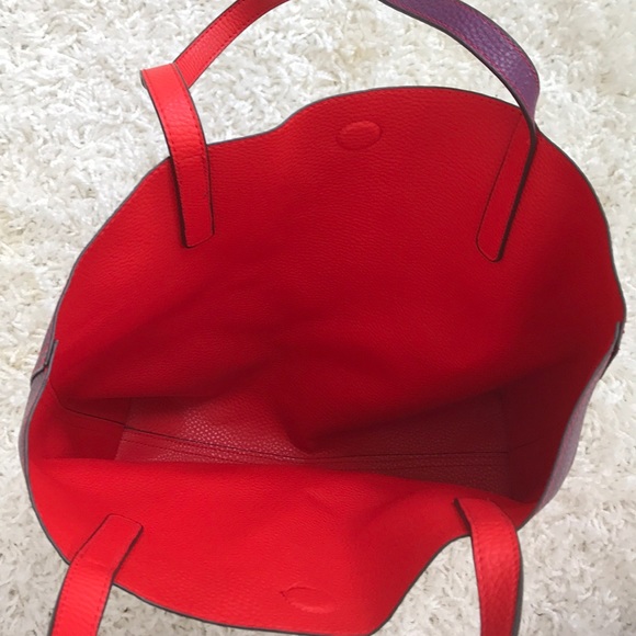 13 X 15" faux leather purple/red tote - Picture 4 of 7